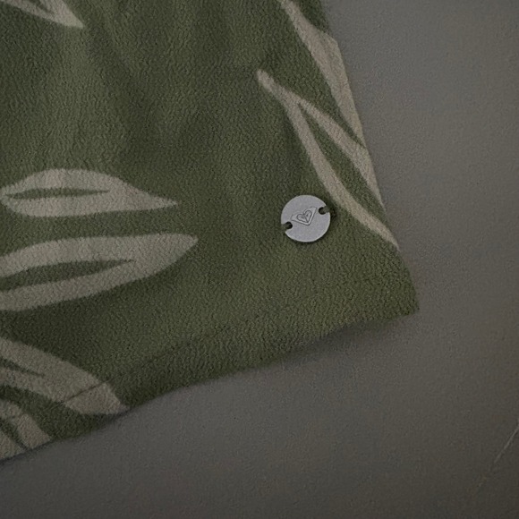 Roxy‎ Dress Green White Leaf Print Spaghetti Strap Midi ALine Casual Womens M - Picture 7 of 8